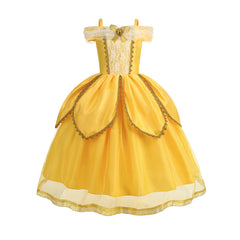 Kinder Mädchen Prinzessin gelb Kleid für Karneval Kostüm Geburtstagsgeschenk
