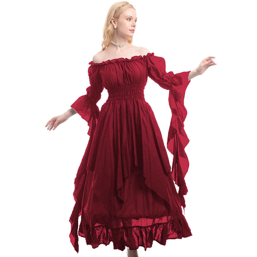Damen Mittelalterliche Halloween cos Revival Kleider Riemchen Korsett Hof Stil Kleider
