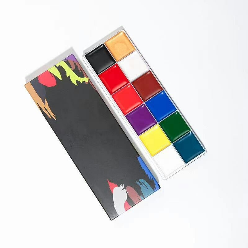 12-Farben Körperschminke Set auf Ölbasis (42 g) – Langanhaltendes Make-up für Fasching, Halloween & Cosplay