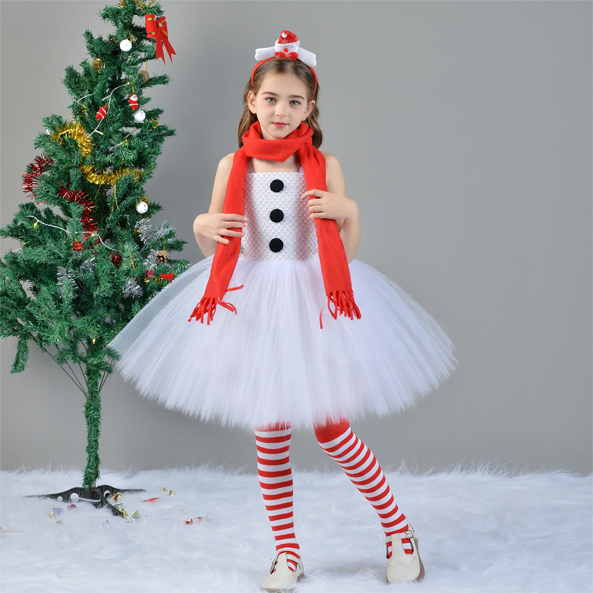 Weihnachten Kinder Mädchen tutu Kleid weiß Cosplay Kostüm Weihnachtskleid Party Anzug