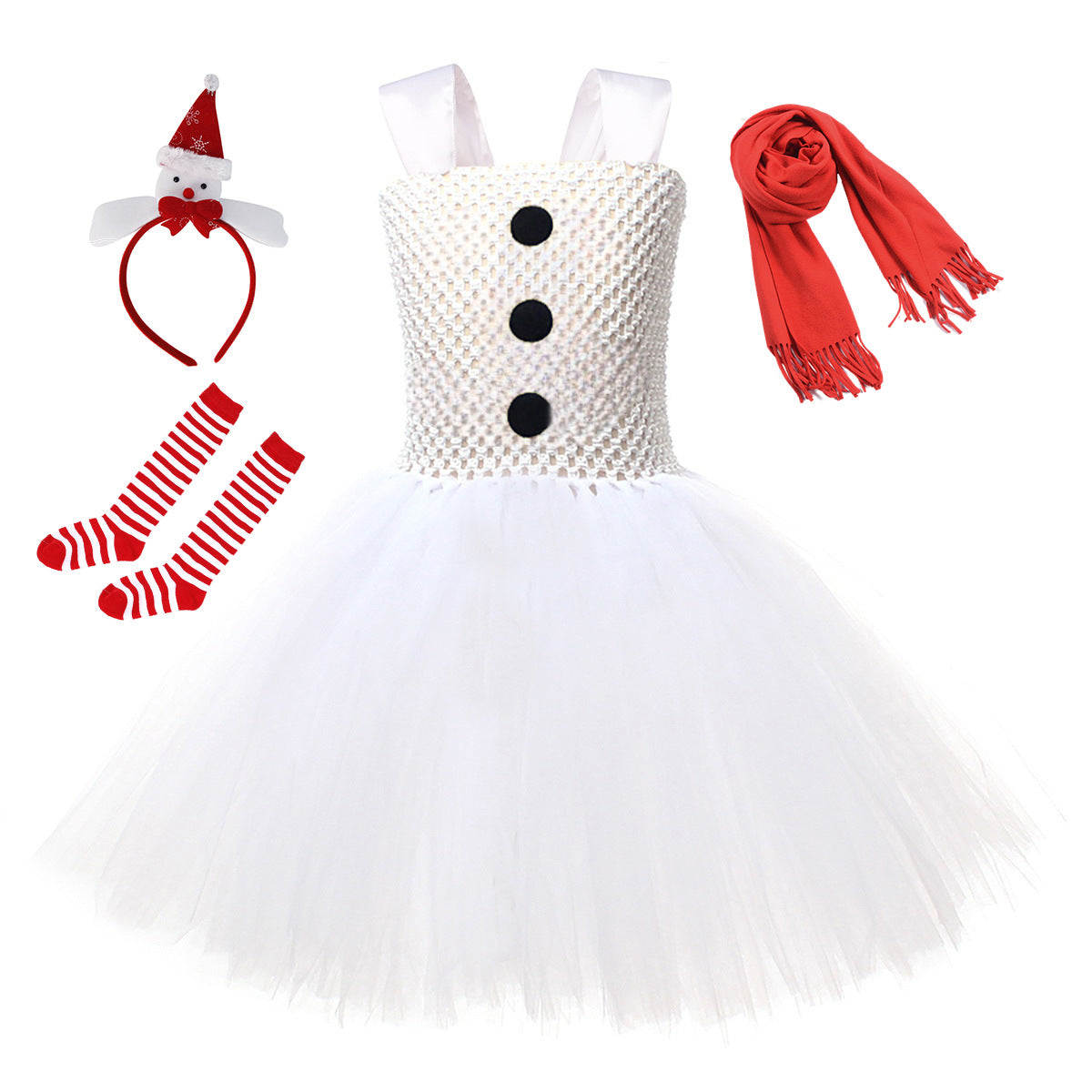 Weihnachten Kinder Mädchen tutu Kleid weiß Cosplay Kostüm Weihnachtskleid Party Anzug