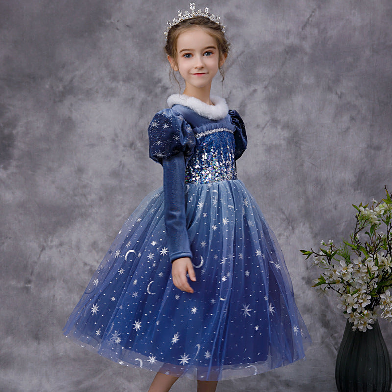 Kinder Mädchen Prinzessin blau tutu Kleid Umhang Cosplay Kostüm