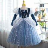 Kinder Mädchen Prinzessin blau tutu Kleid Umhang Cosplay Kostüm Halloween Karneval