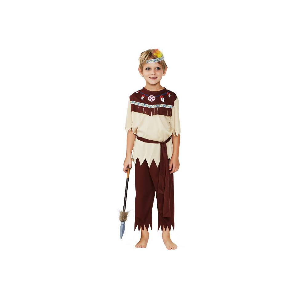 Halloween Kostüme für Erwachsene Grau-Weiß Indianer Kostüm Wilden-Kleidung für Herren & Damen