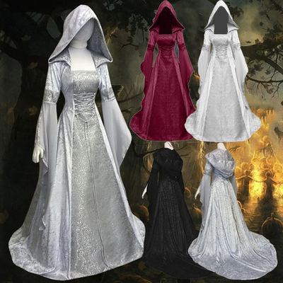 Damen Mittelalter Kleid Langarm Gothic Viktorianischen Königin Mittelalterkleid Kostüm Renaissance Kleid