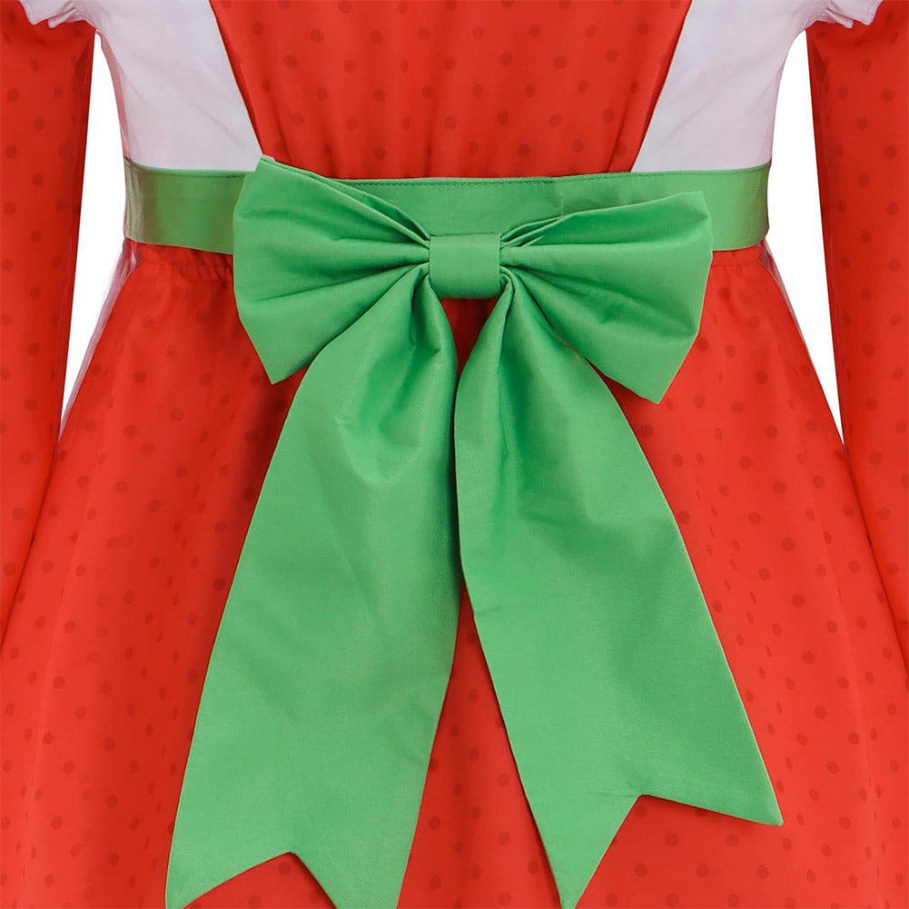 Damen Blume Erdbeermädchen Kleid Set Cosplay Kostüm Outfits Halloween Karneval Anzug