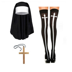 Damen Cosplay Maske Halskette Halloween Karneval Kostüm Zubehör Nonne
