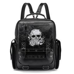 Damen Gothic Große Kapazität Rucksack Schädel Kopf bestickt Handheld Rucksack Computer Tasche