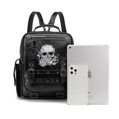 Damen Gothic Große Kapazität Rucksack Schädel Kopf bestickt Handheld Rucksack Computer Tasche