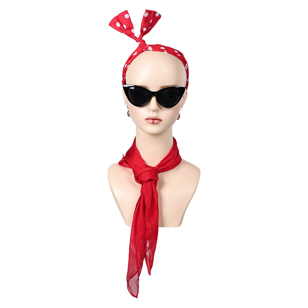 Damen Grease eforpretty 1950's Cosplay Stirnband Halloween Karneval Kostüm Zubehör Rot Anzug Accessoire   
