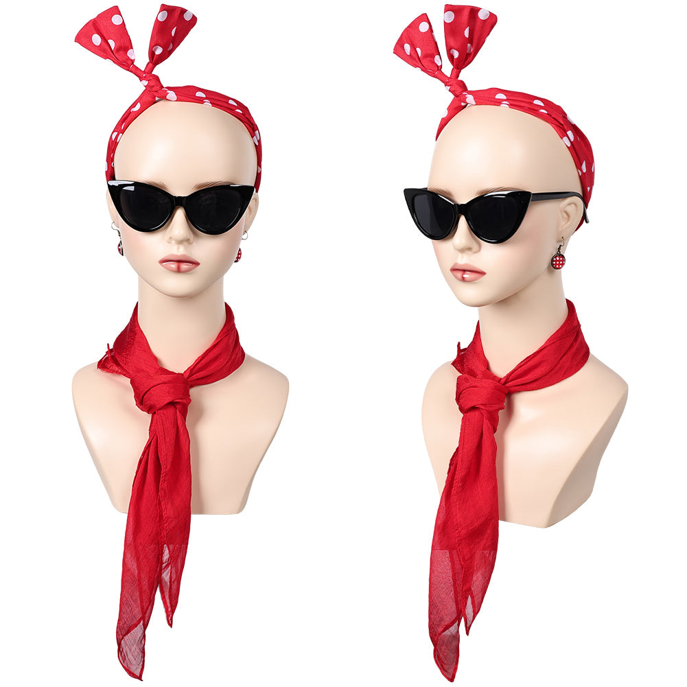 Damen Grease eforpretty 1950's Cosplay Stirnband Halloween Karneval Kostüm Zubehör Rot Anzug Accessoire   