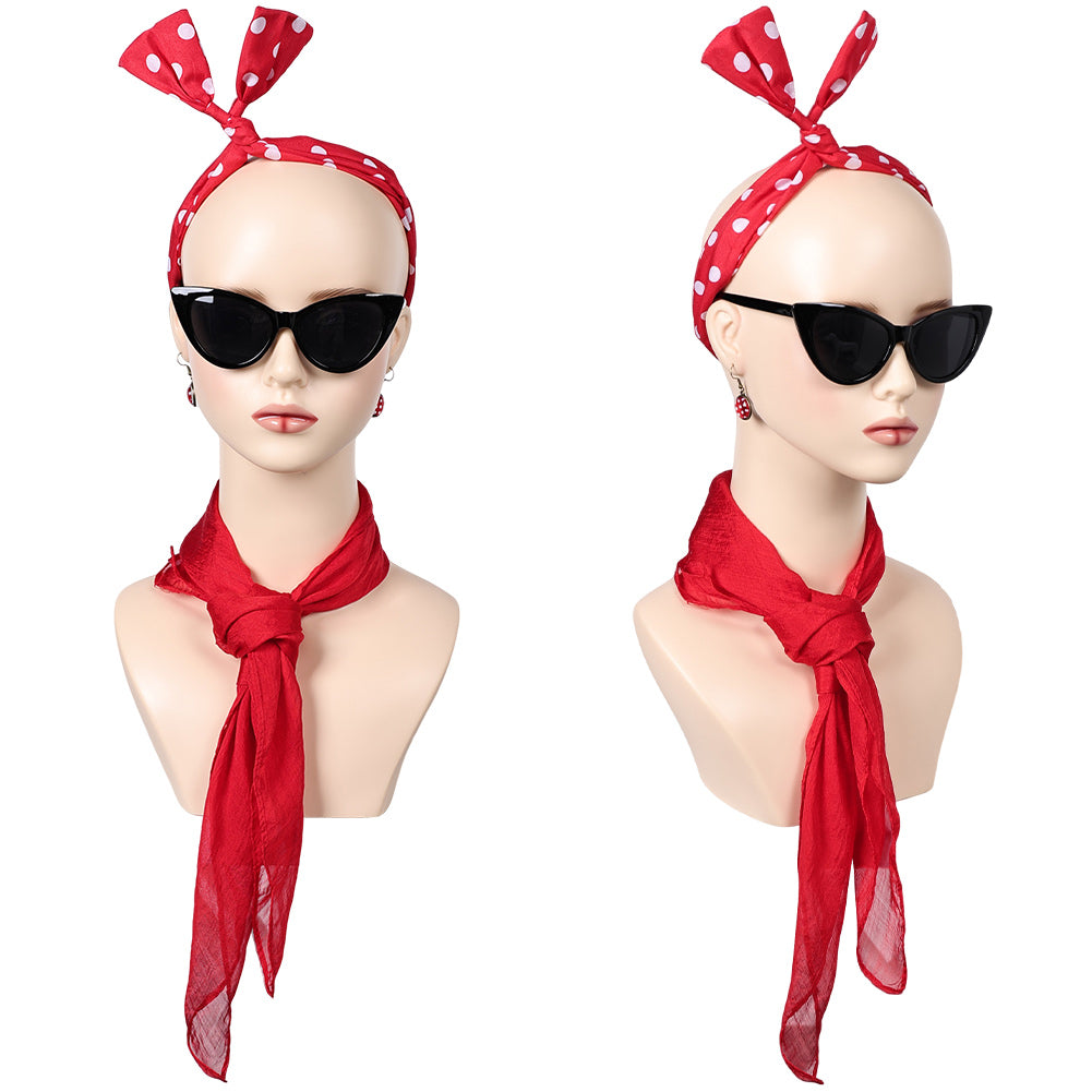 Damen Grease eforpretty 1950's Cosplay Stirnband Halloween Karneval Kostüm Zubehör Rot Anzug Accessoire   