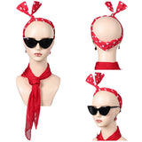 Damen Grease eforpretty 1950's Cosplay Stirnband Halloween Karneval Kostüm Zubehör Rot Anzug Accessoire   