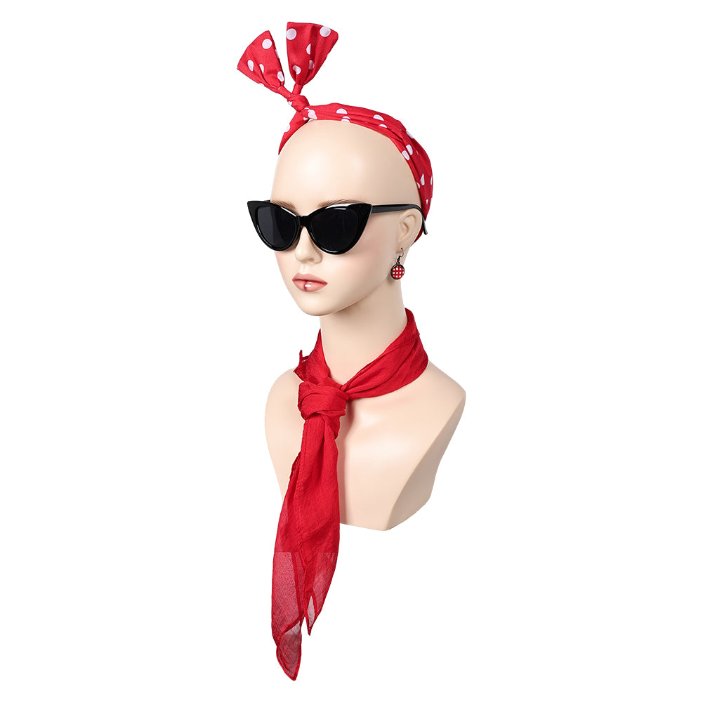 Damen Grease eforpretty 1950's Cosplay Stirnband Halloween Karneval Kostüm Zubehör Rot Anzug Accessoire   