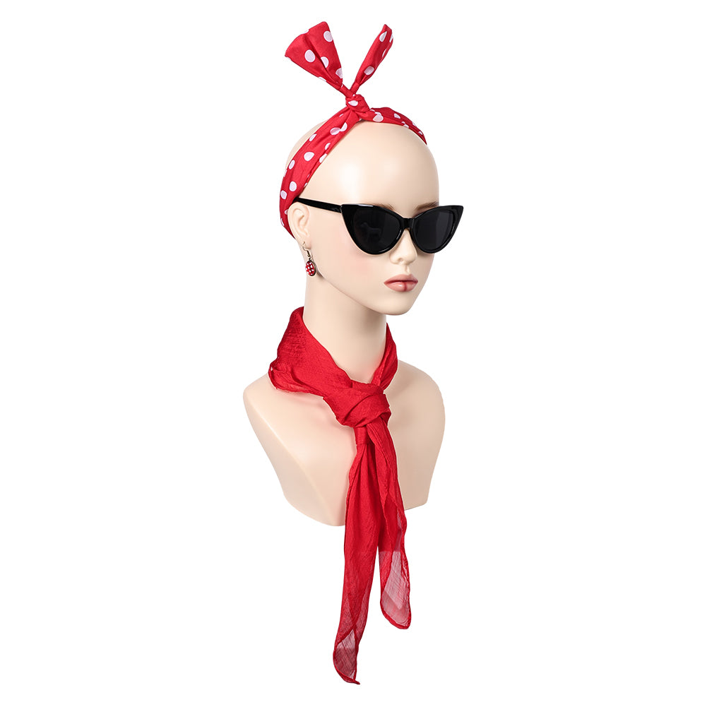 Damen Grease eforpretty 1950's Cosplay Stirnband Halloween Karneval Kostüm Zubehör Rot Anzug Accessoire   