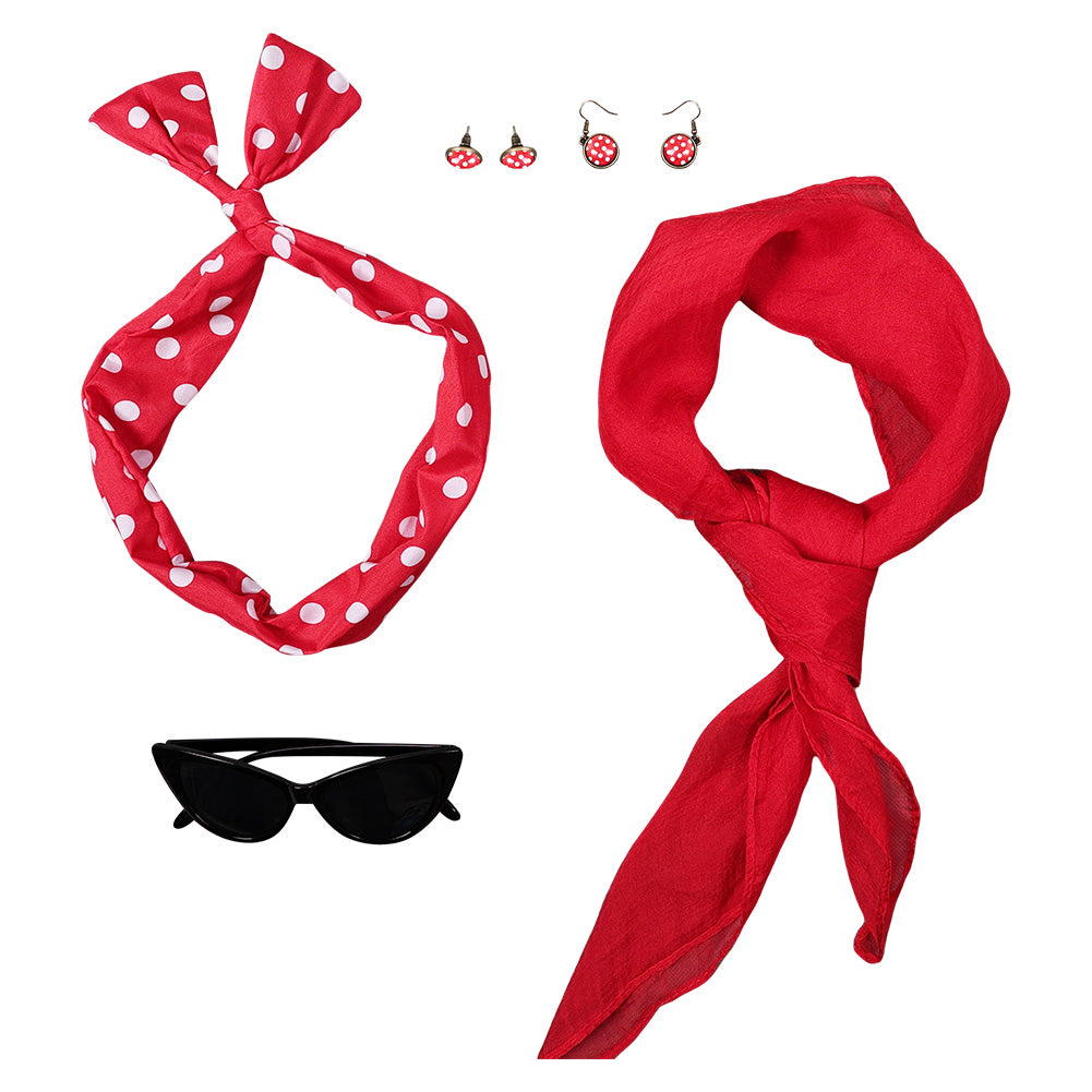 Damen Grease eforpretty 1950's Cosplay Stirnband Halloween Karneval Kostüm Zubehör Rot Anzug Accessoire   