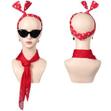 Damen Grease eforpretty 1950's Cosplay Stirnband Halloween Karneval Kostüm Zubehör Rot Anzug Accessoire   