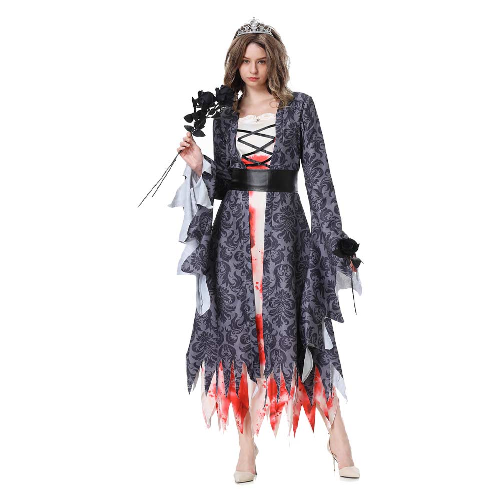 Damen Kleid Geister Braut Cosplay Kostüm Outfits Halloween Karneval Anzug
