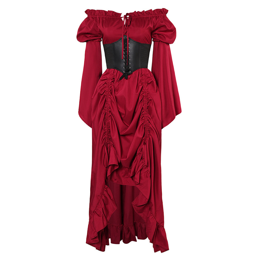 Damen Mittelalter Kleid Cosplay Kostüm Outfits Halloween Karneval Anzug