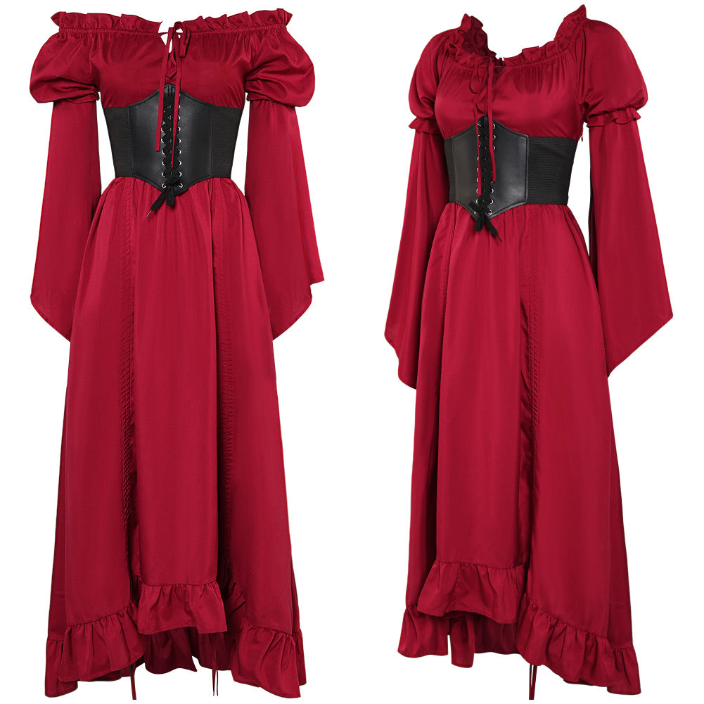 Damen Mittelalter Kleid Cosplay Kostüm Outfits Halloween Karneval Anzug