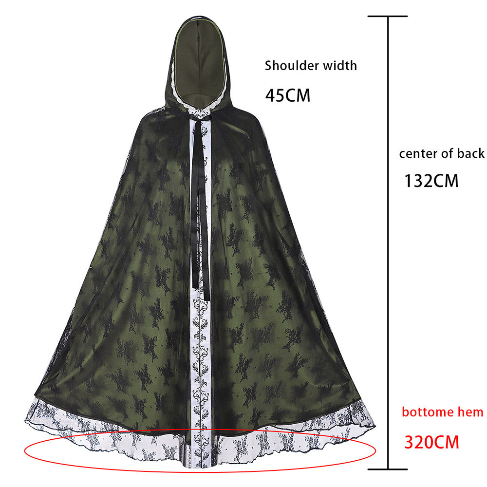 Damen Umhang Cosplay Kostüm Halloween Karneval Party Set Gothic