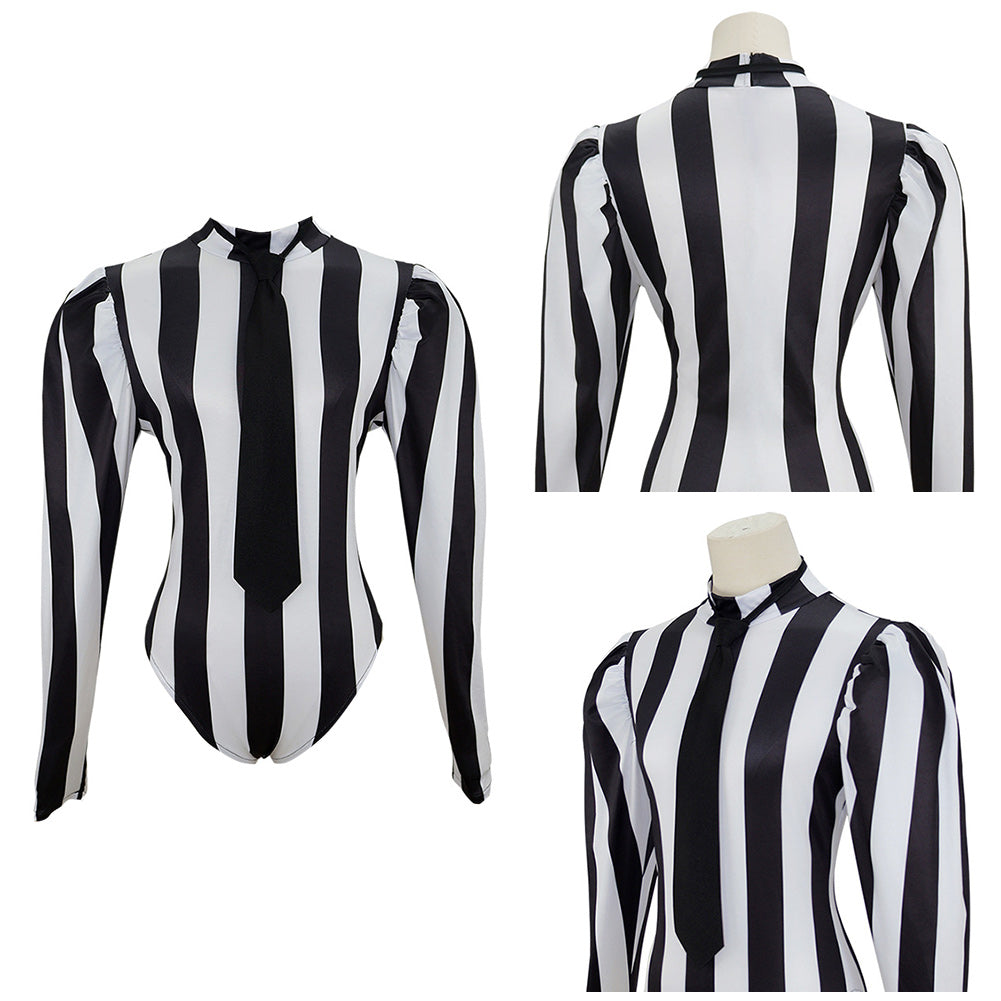 Gothic Damen gestreift Shirt viktorianische Bluse Overall