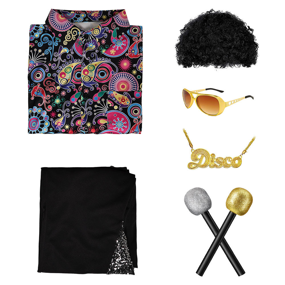 Herren 90er Muster Disco Cosplay Kostüm Outfits Halloween Karneval Anzug