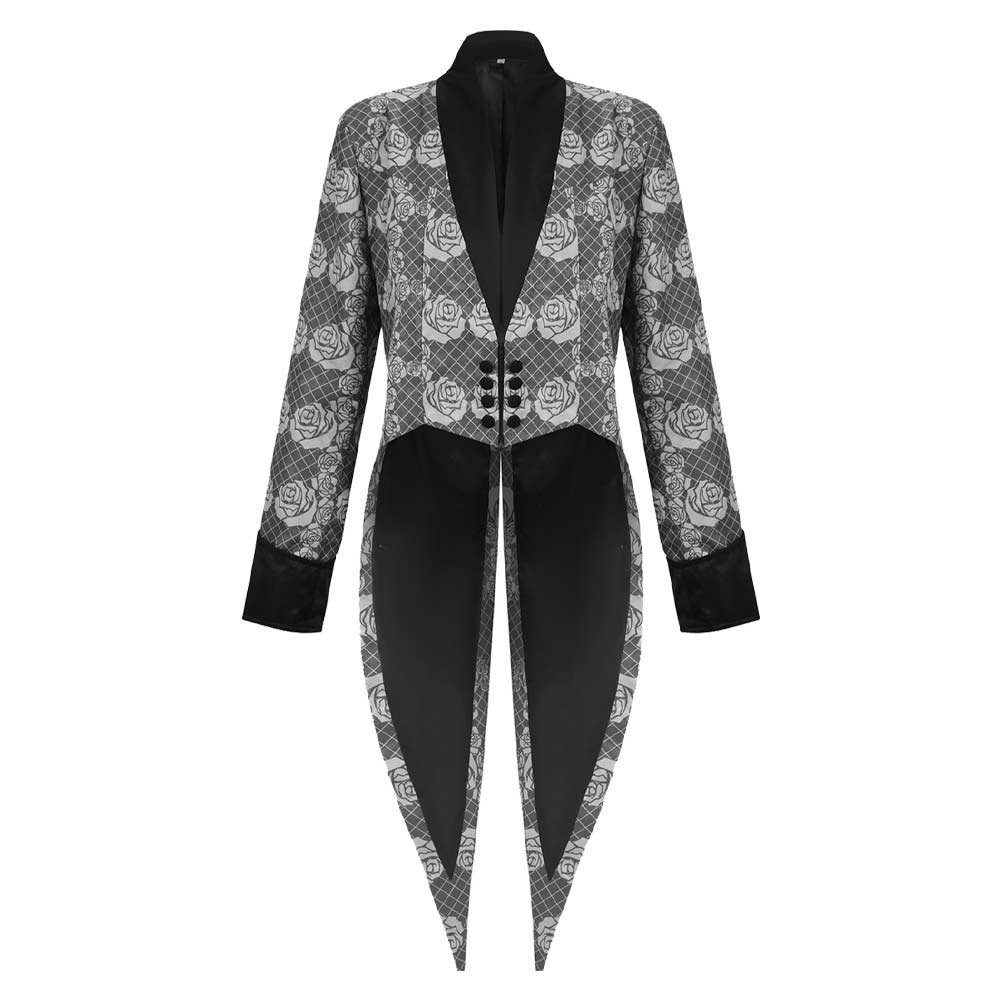 Herren Cosplay Kostüm Halloween Karneval Party Anzug Mittelalter Retro Punk Mantel Frack