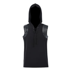 Herren Cyberpunk Gothic Samurai Hosenrock-Set – Schwarz, Steampunk Darkwear mit Riemen