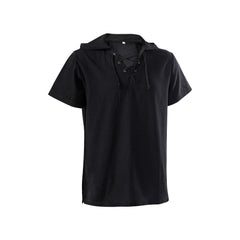 Herren mittelalterliches Sommer T-shirt kurze Ärmel Cosplay Kostüm Outfits Halloween Karneval Anzug