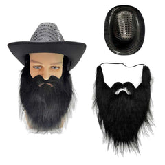 Herren Pailletten Jazz Hut Erwachsene Bühne Requisite Cowboy Hut Halloween Karneval Kostüm Zubehör Bart