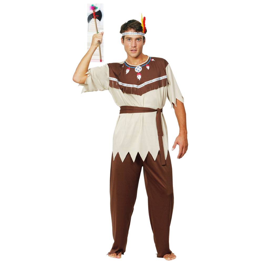 Halloween Kostüme für Erwachsene Grau-Weiß Indianer Kostüm Wilden-Kleidung für Herren & Damen