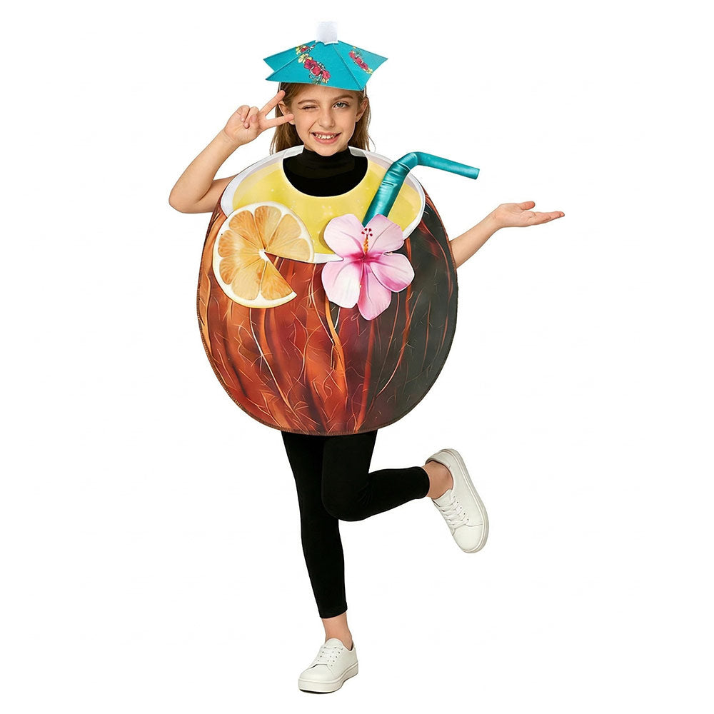 Kinder Cosplay-Kostüm Halloween Karneval Party-Outfit Kokosnussgetränk   