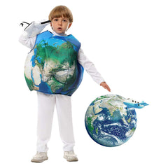 Kinder Cosplay Kostüm Outfits Halloween Karneval Anzug Globus und Flugzeug Handschuhe