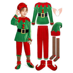 Kinder Elfenkostüm Grünes Weihnachten Cosplay Kostüm Outfits Halloween Karneval Anzug