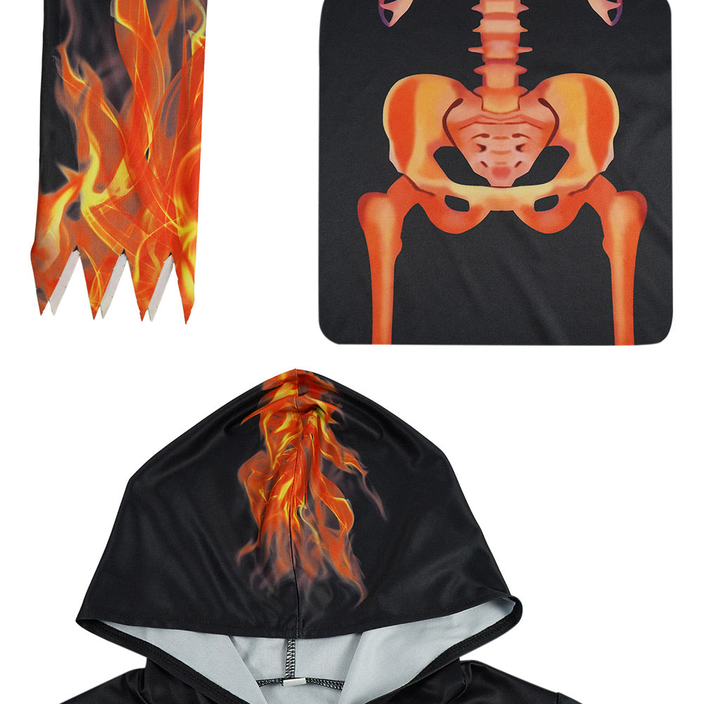Kinder Flammenskelett Robe Cosplay Party Horror Gewand Cosplay Kostüm Halloween Karneval Party Anzug