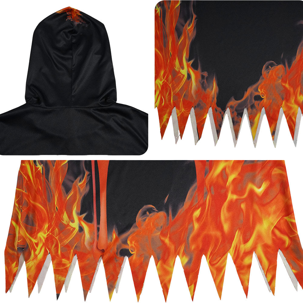 Kinder Flammenskelett Robe Cosplay Party Horror Gewand Cosplay Kostüm Halloween Karneval Party Anzug