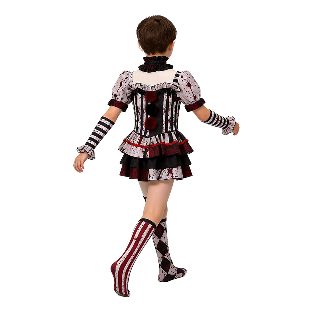 Kinder Mädchen Art the Clown Kostüm Set Terrifier Halloween Karenval Outfit