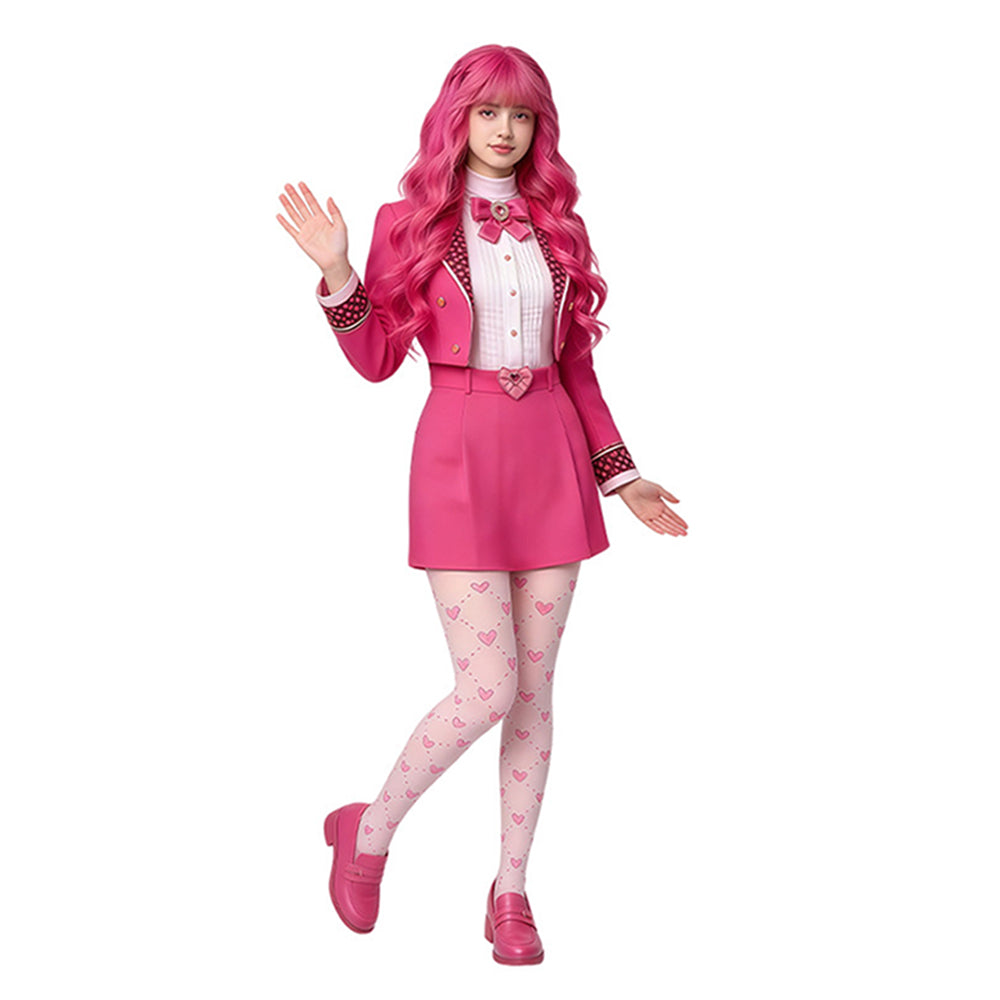 Kinder Mädchen Descendants Rosa Cosplay-Kostüm für Halloween, Karneval und Partys