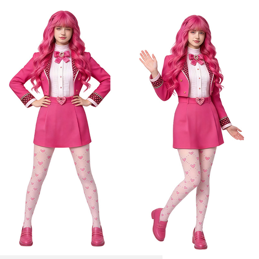 Kinder Mädchen Descendants Rosa Cosplay-Kostüm für Halloween, Karneval und Partys