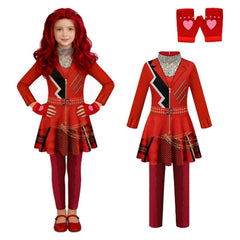 Kinder Mädchen Descendants rotes Cosplay-Kostüm für Halloween und Karnevalspartys