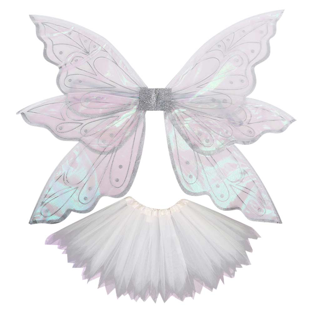 Kinder Mädchen Elfenflügel weißer Kurzrock tutu Kleid Cosplay Kostüm Outfits Halloween Karneval Anzug