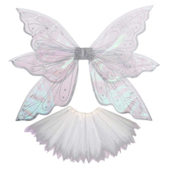 Kinder Mädchen Elfenflügel weißer Kurzrock tutu Kleid Cosplay Kostüm Outfits Halloween Karneval Anzug