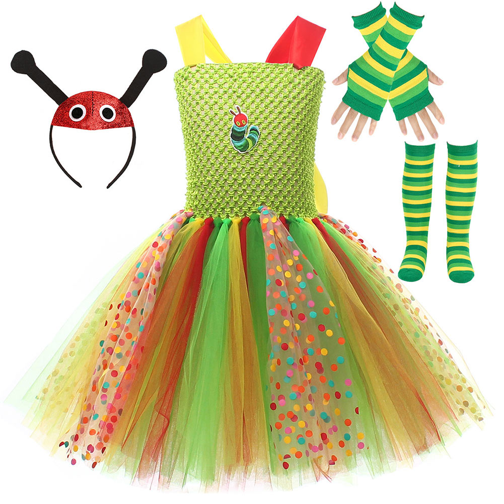 Kinder Mädchen grün Kleid Kostüm für Halloween, Karneval oder Party Cartoon-Tier-Cosplay