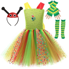 Kinder Mädchen grün Kleid Kostüm für Halloween, Karneval oder Party Cartoon-Tier-Cosplay
