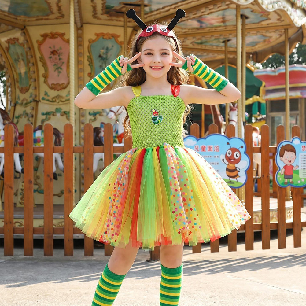 Kinder Mädchen grün Kleid Kostüm für Halloween, Karneval oder Party Cartoon-Tier-Cosplay