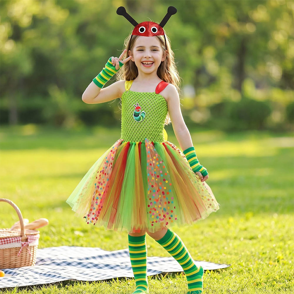 Kinder Mädchen grün Kleid Kostüm für Halloween, Karneval oder Party Cartoon-Tier-Cosplay