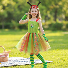 Kinder Mädchen grün Kleid Kostüm für Halloween, Karneval oder Party Cartoon-Tier-Cosplay