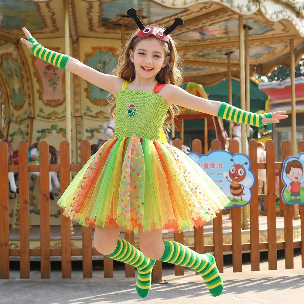 Kinder Mädchen grün Kleid Kostüm für Halloween, Karneval oder Party Cartoon-Tier-Cosplay