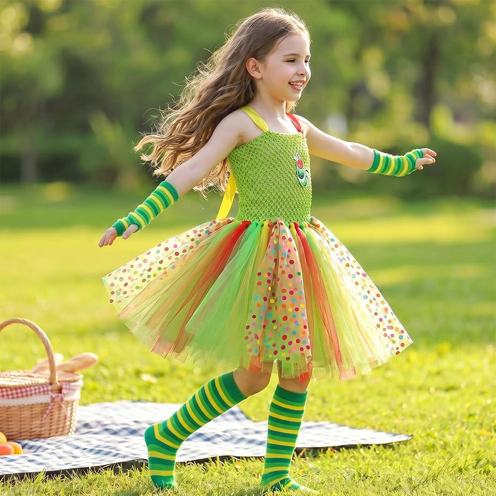 Kinder Mädchen grün Kleid Kostüm für Halloween, Karneval oder Party Cartoon-Tier-Cosplay